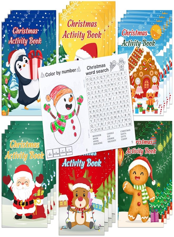Winrain 24PCS Christmas Activity Books Party Favors for Kids - Winter Xmas Holiday Games Coloring Maze Book in Bulk, Classroom Activities Crafts Gifts - Image 1